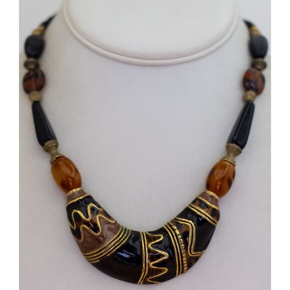 18 inch, Vintage Abstract Wavy Crescent Necklace by Chicos - X26 - Picture 2 of 3